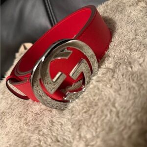 Red Leather Gucci belt